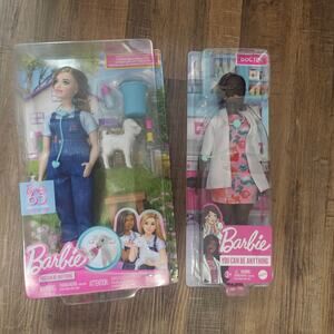 Barbie Bundle of 1 Livestock Vet lamb Playset Blonde 1 Doctor Curvy Brunette NWT